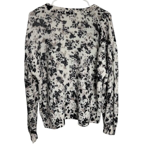 525 America Animal Print Crewneck Sweater Women's Large Cotton White Black Fall - Picture 2 of 5